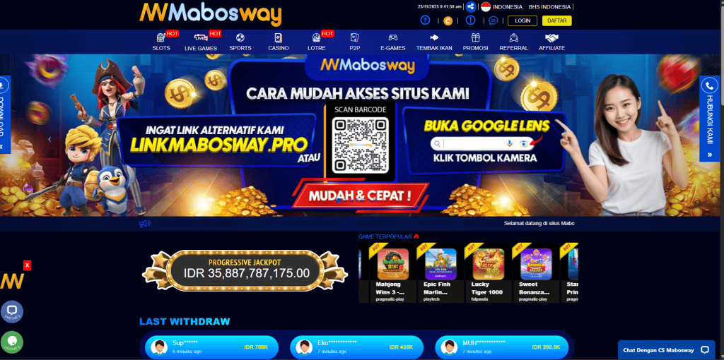 Tampilan Situs Mabosway